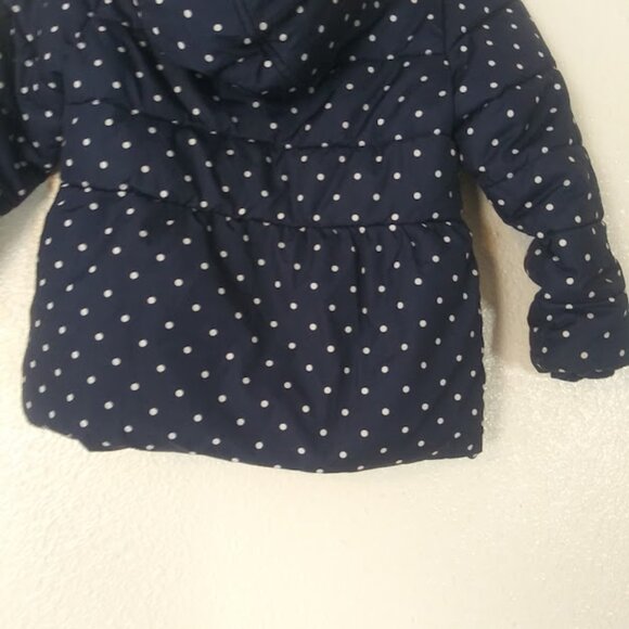 Healthtex girls size 5T navy blue and white polka-dot puffer jacket - Picture 6 of 9